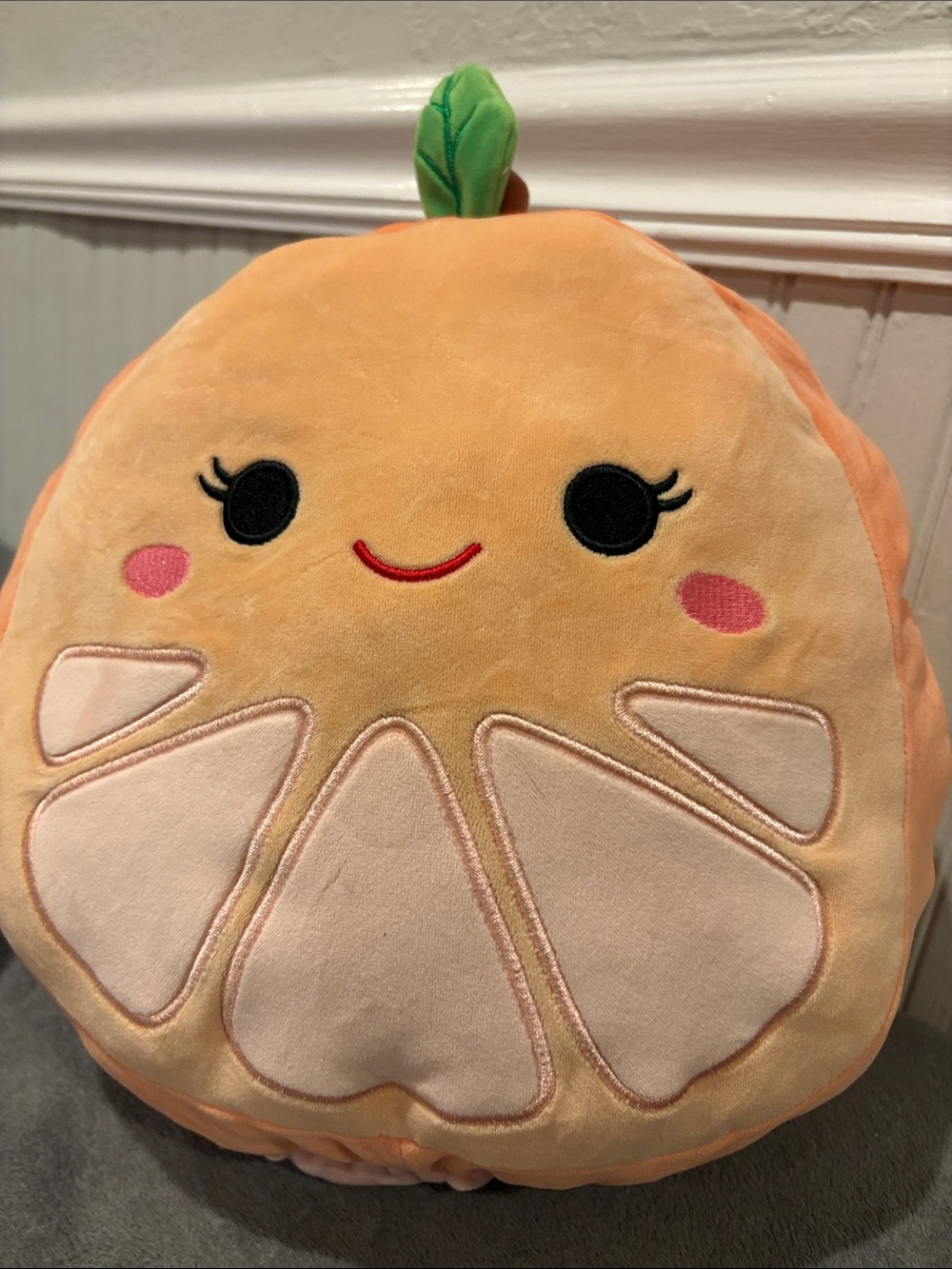 Ty Plush Peach Slice Pillow in Peach, Pink & Green